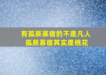 有孤辰寡宿的不是凡人 孤辰寡宿其实是桃花